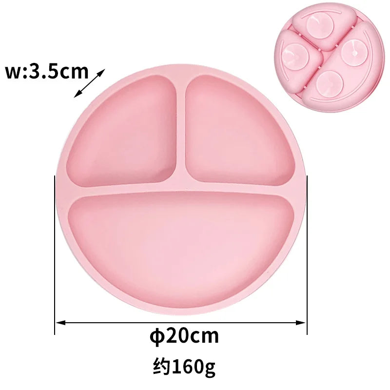 Silicone Suction Plate with Lid - Divided Baby Feeding Dish