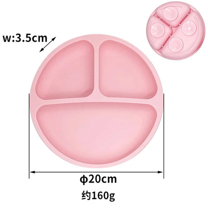 Silicone Suction Plate with Lid - Divided Baby Feeding Dish