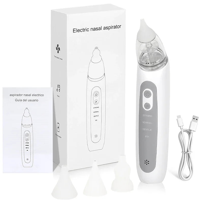 Electric Baby Nasal Aspirator - Automatic Nose Cleaner with Music & 3 Tips