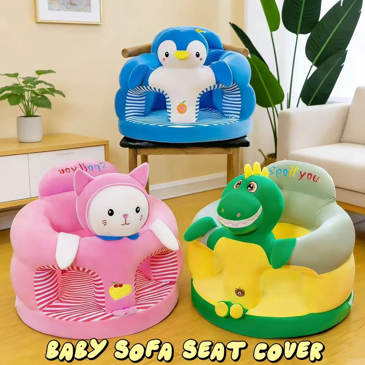 Baby Support Seat Cover - Plush Learning Chair for Sitting & Feeding
