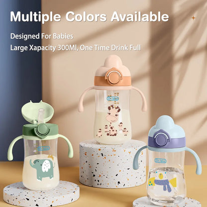 Baby Training Cup with Straw - 300ml BPA-Free Sippy Cup with Handles