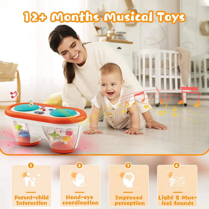 Musical Hand Drum Toy with Lights & Sounds - Interactive Learning Instrument