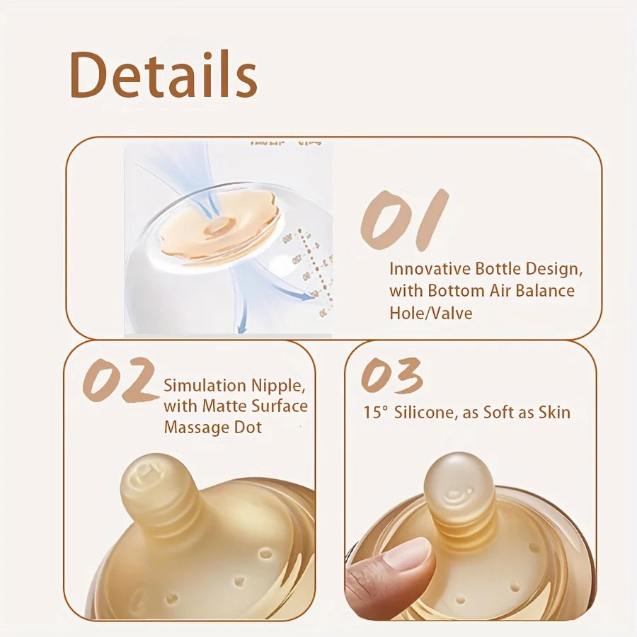 Glass Baby Bottle - 240ml Wide-Neck Anti-Colic Bottle