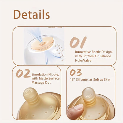 Glass Baby Bottle - 240ml Wide-Neck Anti-Colic Bottle