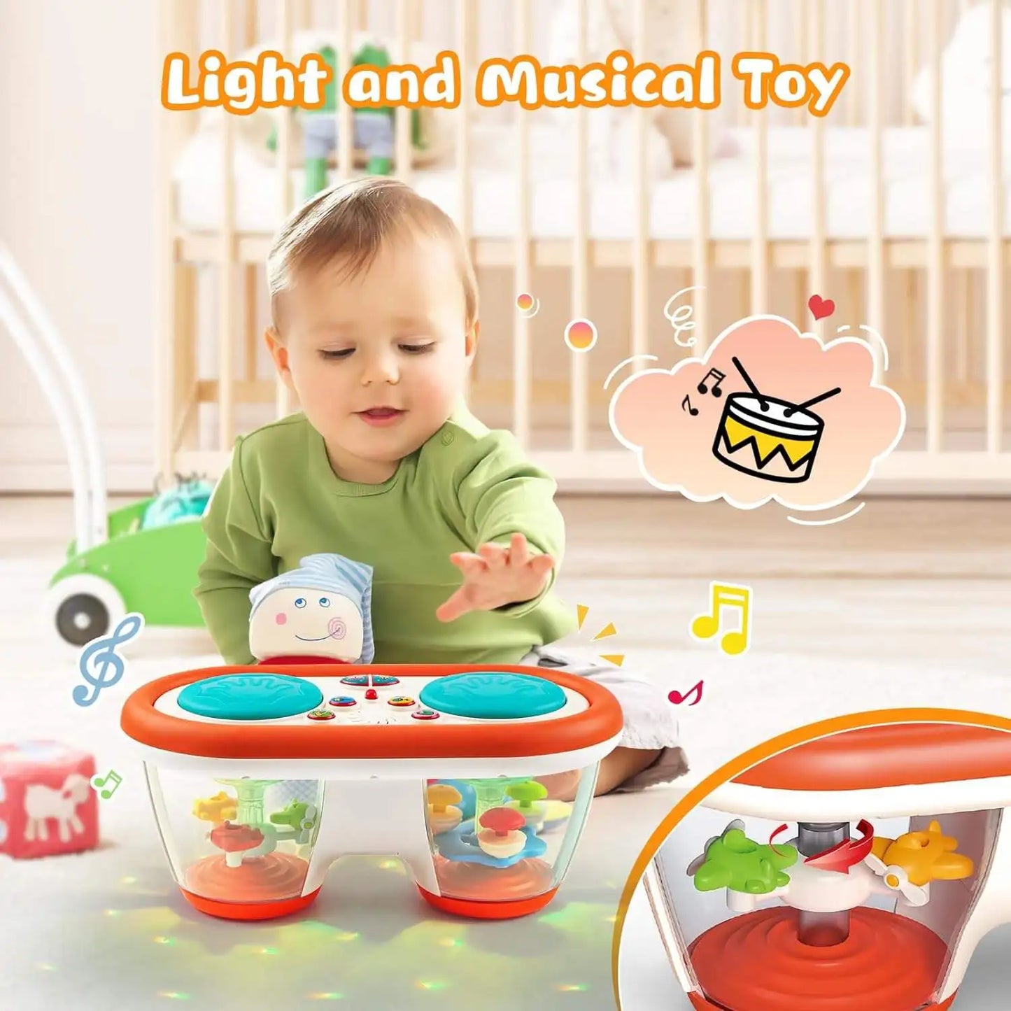 Musical Hand Drum Toy with Lights & Sounds - Interactive Learning Instrument