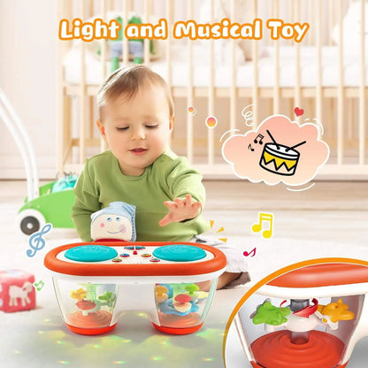 Musical Hand Drum Toy with Lights & Sounds - Interactive Learning Instrument