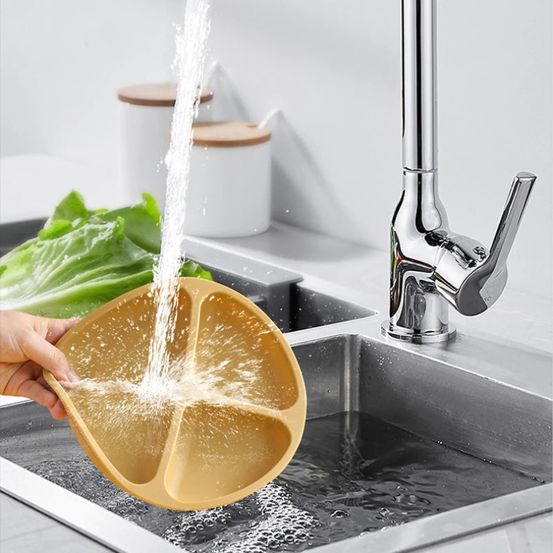 Silicone Suction Plate with Lid - Divided Baby Feeding Dish