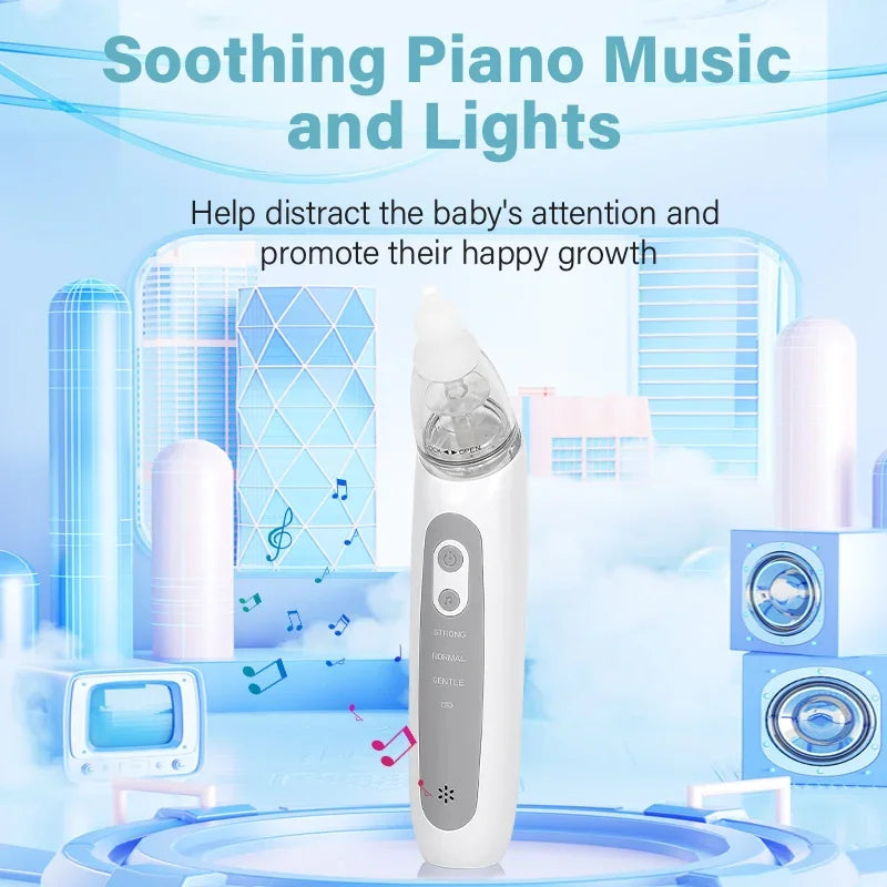 Electric Baby Nasal Aspirator - Automatic Nose Cleaner with Music & 3 Tips