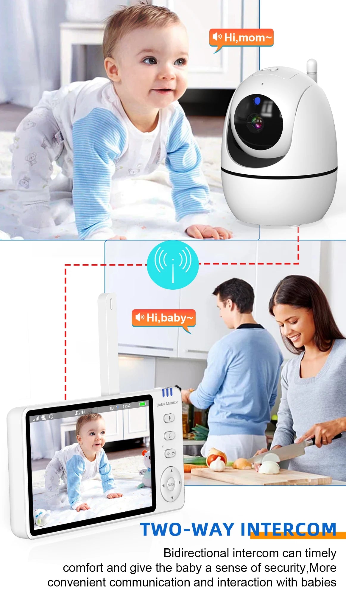 Premium 5" HD Video Baby Monitor with Temperature Sensor & Night Vision