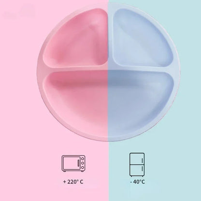 Silicone Suction Plate with Lid - Divided Baby Feeding Dish