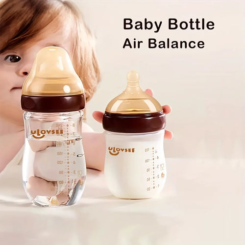 Glass Baby Bottle - 240ml Wide-Neck Anti-Colic Bottle