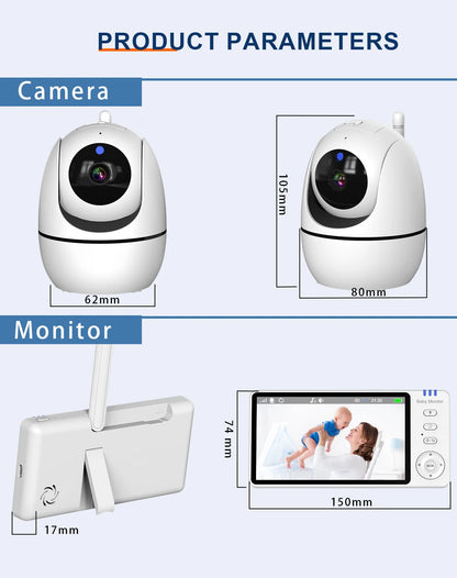 Premium 5" HD Video Baby Monitor with Temperature Sensor & Night Vision