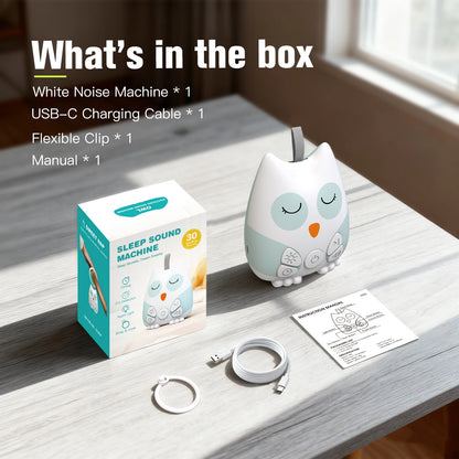 Portable White Noise Sound Machine with Cry Sensor & Night Light