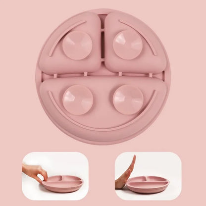 Silicone Baby Feeding Set - Suction Plate, Spoon, Fork & Bib