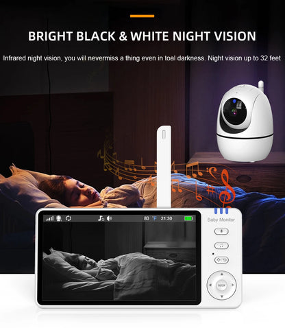 Premium 5" HD Video Baby Monitor with Temperature Sensor & Night Vision