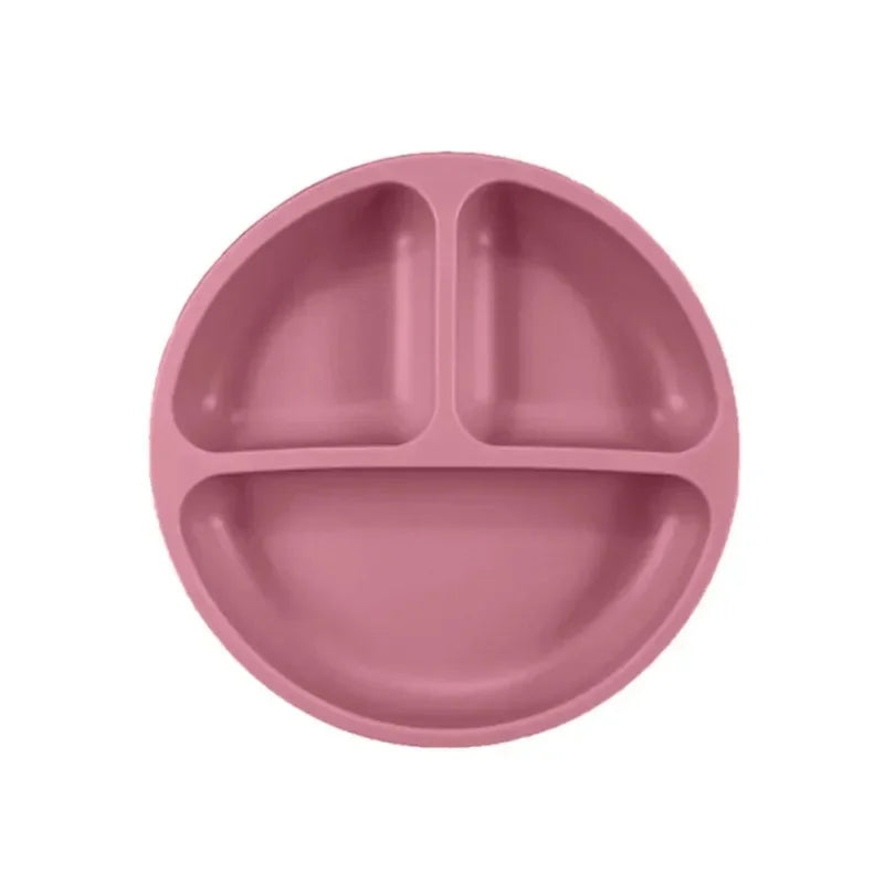 Silicone Suction Plate with Lid - Divided Baby Feeding Dish