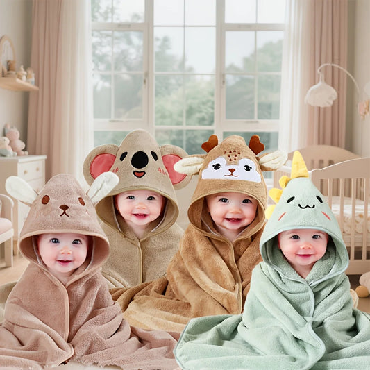 Baby Hooded Bath Towel - Soft Animal Design Wrap